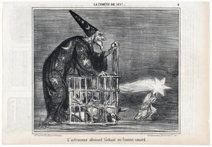 Kometen 1857, "Den tyske astronomen släpper en berömd anka", från Le Charivari, pub. 1858 (gravyr) av Honoré Daumier