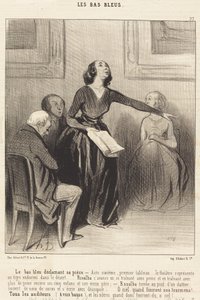 Le Bas-bleu deklamerar sin pjäs av Honoré Daumier