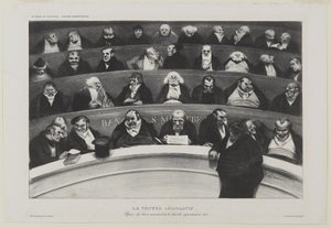 Le Ventre Législatif: Aspect des bancs ministériels de la chambre improstituée de 1834, eller Den lagstiftande magen: Vinkel på ministerbänkarna i Prostitutionskammaren från 1834 av Honoré Daumier