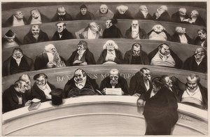 Le Ventre législatif. Aspects des bancs ministériels de la chambre improstituée de 1834 / Den lagstiftande magen. Vy över skåpsbänkarna i den icke-prostituerade kammaren från 1834. 1834 av Honoré Daumier