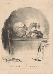 Le bain de famille Familjens bad, 1837. av Honoré Daumier