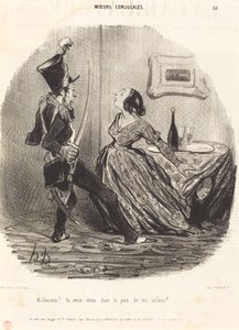 Olyckligt! så du vill döda pappan till dina barn? av Honoré Daumier
