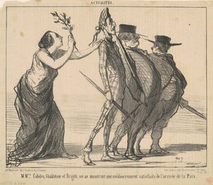 Mrs. Cobden, Gladstone och Bright ... av Honoré Daumier