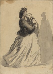 Mamma och bebis av Honoré Daumier