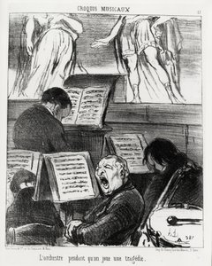Musikaliska skisser: orkestern under en tragedi. Illustration av Honore Daumier (1808-1879), publicerad i Charivari den 5 april 1852. av Honoré Daumier