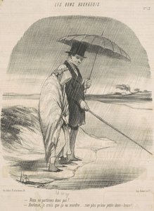 Så vi går inte! -Hortense, jag tror att den kommer att bita ihop. . . Inget mer än en halvtimme! av Honoré Daumier