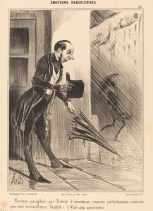 Nytt paraply, av patent... av Honoré Daumier