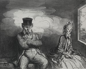 På tåget: En trevlig följeslagare av Honoré Daumier