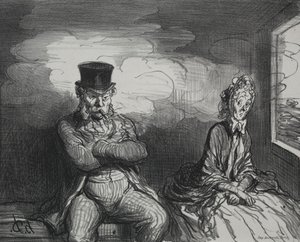On the Train: A Pleasant Companion, 1862. av Honoré Daumier