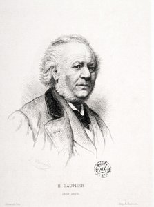 Porträtt av Honore Daumier (1808-1879), fransk gravör, målare och skulptör. Massard gravyr. Mått: 15x11,5 cm. Arbaud Museum. av Honoré Daumier