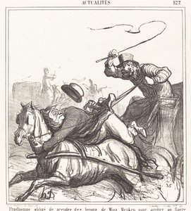 Prudhomme tvingas ta lektioner... av Honoré Daumier
