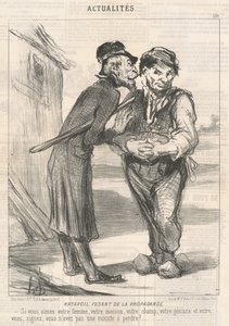 Ratapoil gör propaganda: Om du älskar din fru, ditt hus, din åker, din kviga och din kalv, skriv under, du har inte en minut att förlora! av Honoré Daumier