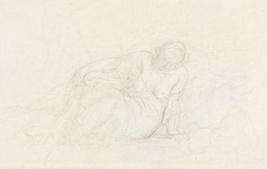 Liggande kvinna lutad på sin arm (verso) av Honoré Daumier