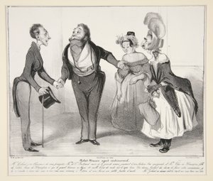 Robert-Macaire äktenskapsagent. (Macaire äktenskapsombud.), pl. 16 från serien Caricaturana, från albumet Les Robert Macaires av Honoré Daumier