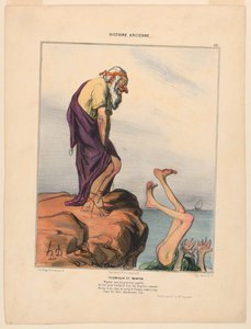 Telemachus och mentor, skylt 29 från den antika historien av Honoré Daumier