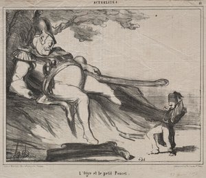 Kosackerna för skratt tallrik 61: The Ogre and his little Tom Thumb, 1854. av Honoré Daumier