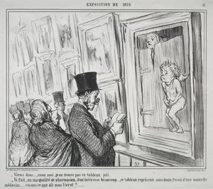 Utställningen 1859 (skylt 11): Kom hit, min vän, jag tycker inte att denna målning är vacker av Honoré Daumier