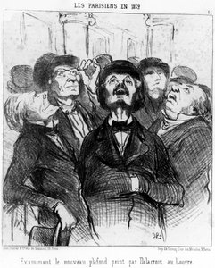 Parisarna 1852 undersökte det nya taket målat av Delacroix vid Louvren, hämtat från "" Målningar och salonger", serie karikatyrer av Honore Daumier (1808-1879). “Charivari” av Honoré Daumier