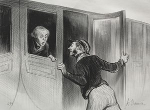 The Railroads, skylt 11: The Hazard of Sleeping on a Journey, 1843. av Honoré Daumier