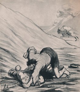 The Robbers and the Donkey, ca 1860-talet, 1946. av Honoré Daumier