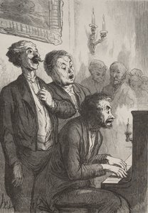 Sångarna: Sångarna i salongen av Honoré Daumier