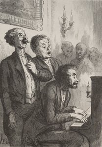 Sångarna: Sångarna i salongen. av Honoré Daumier
