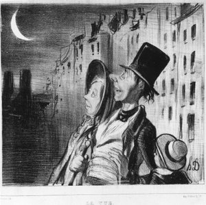 Utsikten: serie hämtad från "" Cinq sens", av Honore Daumier (1808-1879). "" Charivari"" av Honoré Daumier