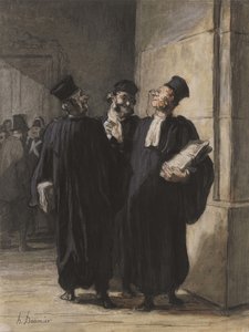 Tre advokater som samtalar, ca 1862-65