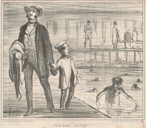 Här pappa! ... en apa! ... av Honoré Daumier