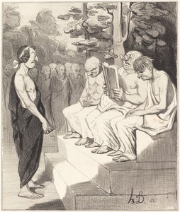 Telemachus förhörd av de vise av Honoré Daumier
