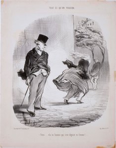 Vad vi än vill- Här ... Här kommer en man som förklädd sig till kvinna ... av Honoré Daumier
