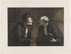 Två advokater skakar hand // Deux avocats: la poignée de main av Honoré Daumier