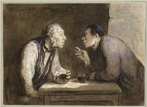 Två drinkare, c.1857-69 av Honoré Daumier