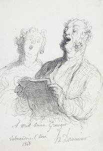 Två sångare; Två sångare, 1868 av Honoré Daumier