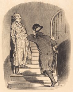 En hyresgäst som betalar sin löptid exakt av Honoré Daumier