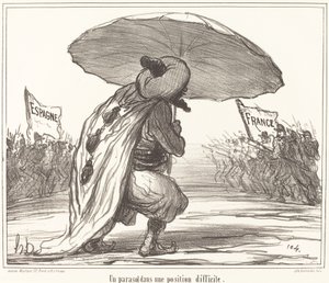 Ett parasoll i en svår position av Honoré Daumier