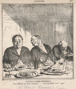 En gäst på en middag av hästätare: Ska jag bjuda dig lite mer? Det är bra, eller hur? av Honoré Daumier