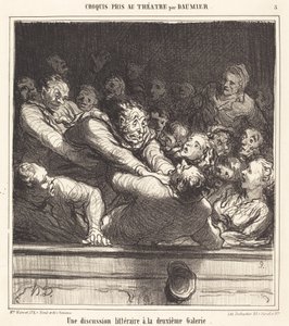 En litterär diskussion på andra galleriet av Honoré Daumier