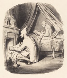 En rastlös natt av Honoré Daumier