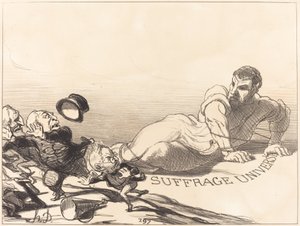 En panik av Lilliputians... av Honoré Daumier