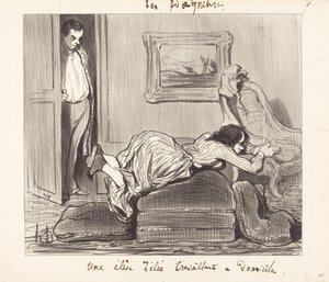 En elè...nitisk att jobba hemifrån av Honoré Daumier
