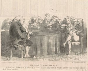 Ett möte med femmansfullmäktige av Honoré Daumier