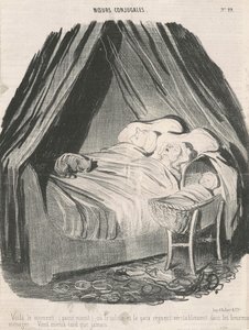 Detta är ögonblicket (efter midnatt) då lugn och frid verkligen råder i lyckliga par. Bättre sent än aldrig. av Honoré Daumier