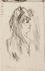a. Head of an Old Man av Daumier (överst till vänster); b. Chez Charles Beriot av Taiee (överst i mitten); c. Chef för en ung kvinna av Rops (överst till höger); d. Flodlandskap vid Harpignies (nederst i mitten); e. Profil av en ung kvinna av Honoré Daumier