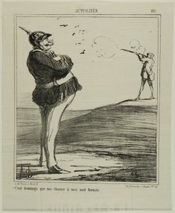 "-Vad synd att jag inte får gå ut och jaga", platta 180 från Actualitiés av Honoré Victorin Daumier