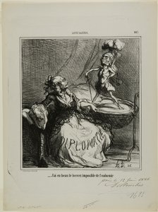 "- Hur mycket jag än vaggar honom är det omöjligt att få honom att somna", platta 105 från Actualités av Honoré Victorin Daumier