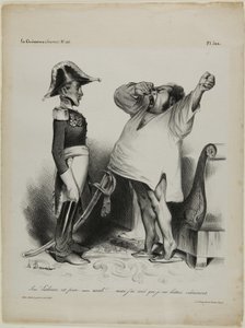 "- Sire! Lissabon har intagits. - aaaah!!! ... och jag drömde att jag hade kämpat modigt!"," platta 304 av Honoré Victorin Daumier