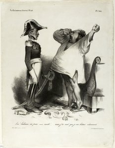 "- Sire! Lissabon har intagits. - aaaah!!! ... och jag drömde att jag hade kämpat modigt!"," platta 304 av Honoré Victorin Daumier