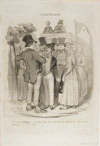 "- Så, Gringalet från Paris!.... du kommer att dansa två gånger med min Catherine ...... försök nu igen att göra fårögon på henne", platta 27 ur Pastorales av Honoré Victorin Daumier