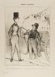 "- Taxi Monsieur Taxi - Jag har inte ens tillräckligt för att gå," platta 8 från Émotions De Parisiens av Honoré Victorin Daumier